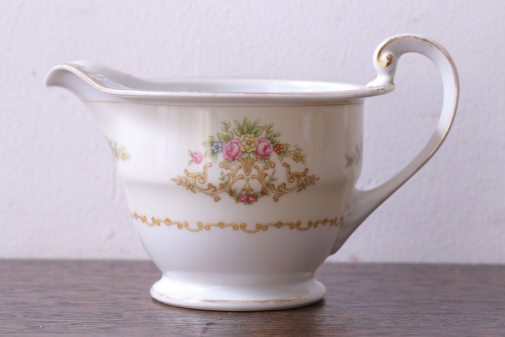 アンティーク雑貨　中古　ノリタケ(Noritake)　上品な花柄のミルクピッチャー(クリーマー、ミルクポット)