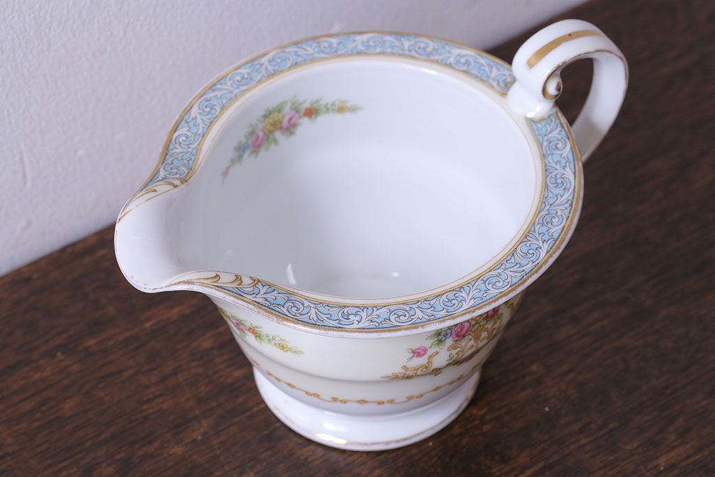 アンティーク雑貨　中古　ノリタケ(Noritake)　上品な花柄のミルクピッチャー(クリーマー、ミルクポット)