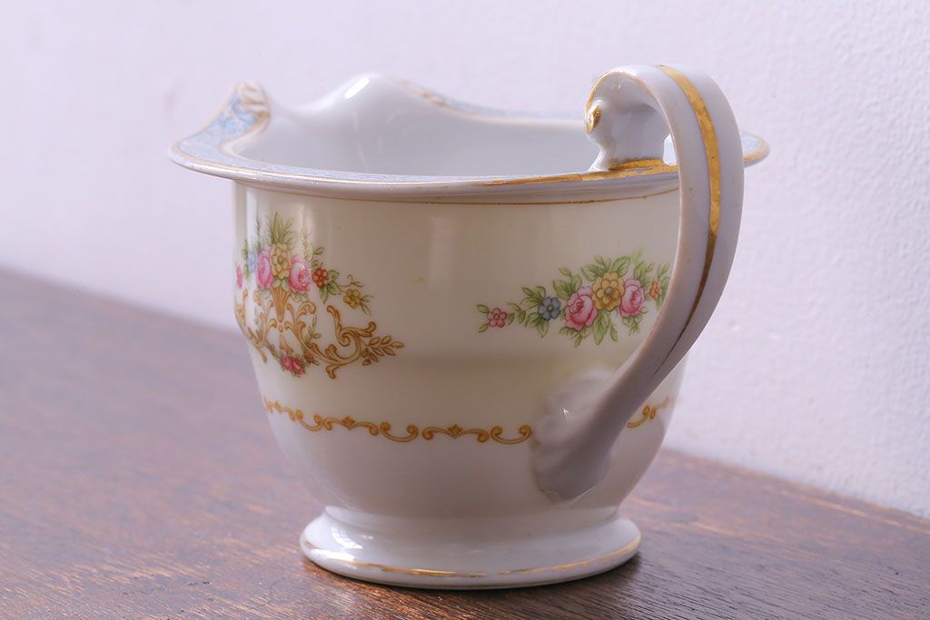 アンティーク雑貨　中古　ノリタケ(Noritake)　上品な花柄のミルクピッチャー(クリーマー、ミルクポット)