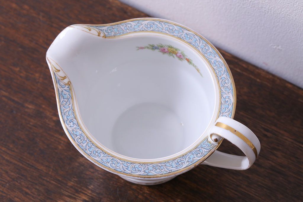 アンティーク雑貨　中古　ノリタケ(Noritake)　上品な花柄のミルクピッチャー(クリーマー、ミルクポット)