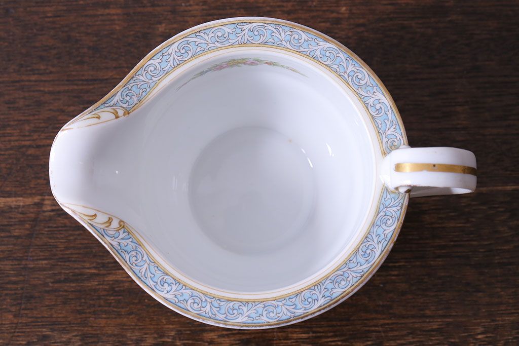 アンティーク雑貨　中古　ノリタケ(Noritake)　上品な花柄のミルクピッチャー(クリーマー、ミルクポット)