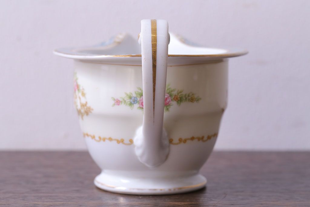 アンティーク雑貨　中古　ノリタケ(Noritake)　上品な花柄のミルクピッチャー(クリーマー、ミルクポット)