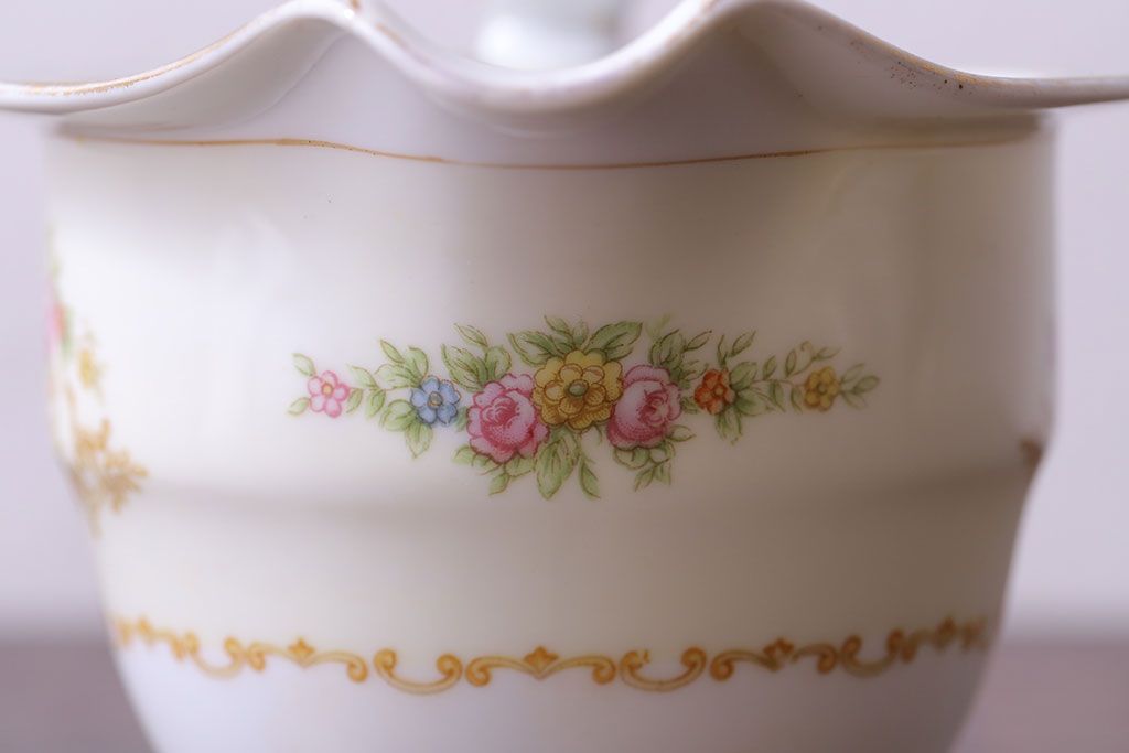 アンティーク雑貨　中古　ノリタケ(Noritake)　上品な花柄のミルクピッチャー(クリーマー、ミルクポット)