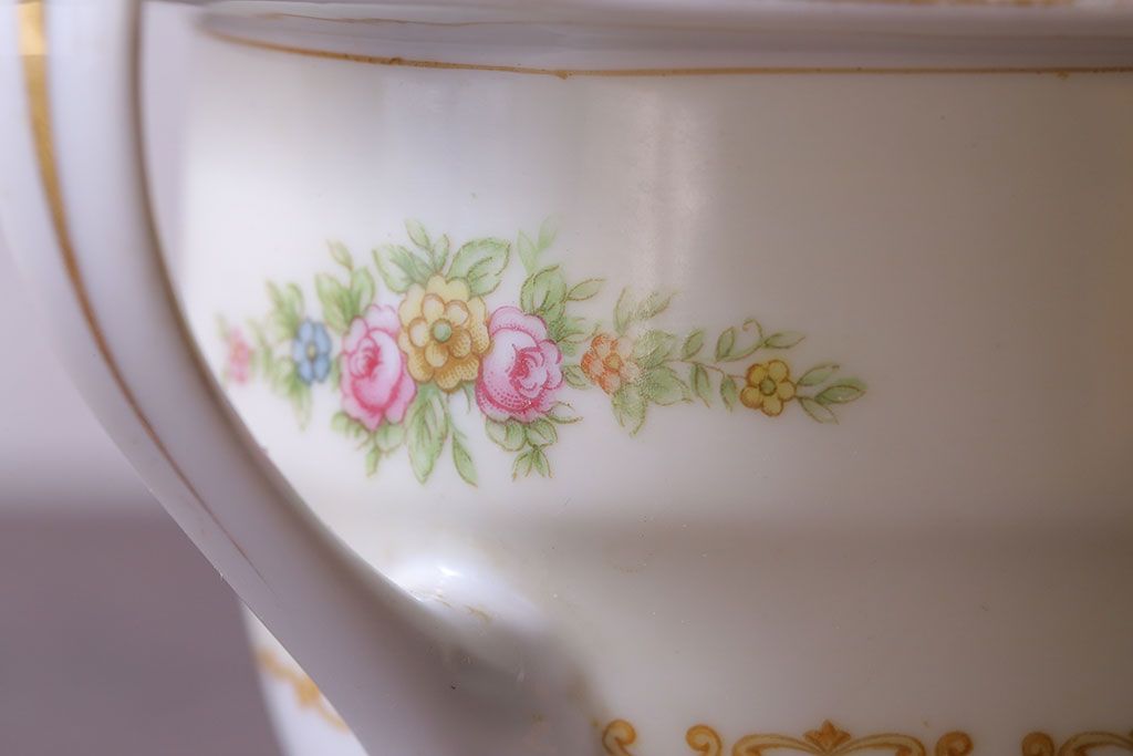 アンティーク雑貨　中古　ノリタケ(Noritake)　上品な花柄のミルクピッチャー(クリーマー、ミルクポット)