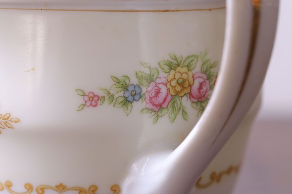 アンティーク雑貨　中古　ノリタケ(Noritake)　上品な花柄のミルクピッチャー(クリーマー、ミルクポット)