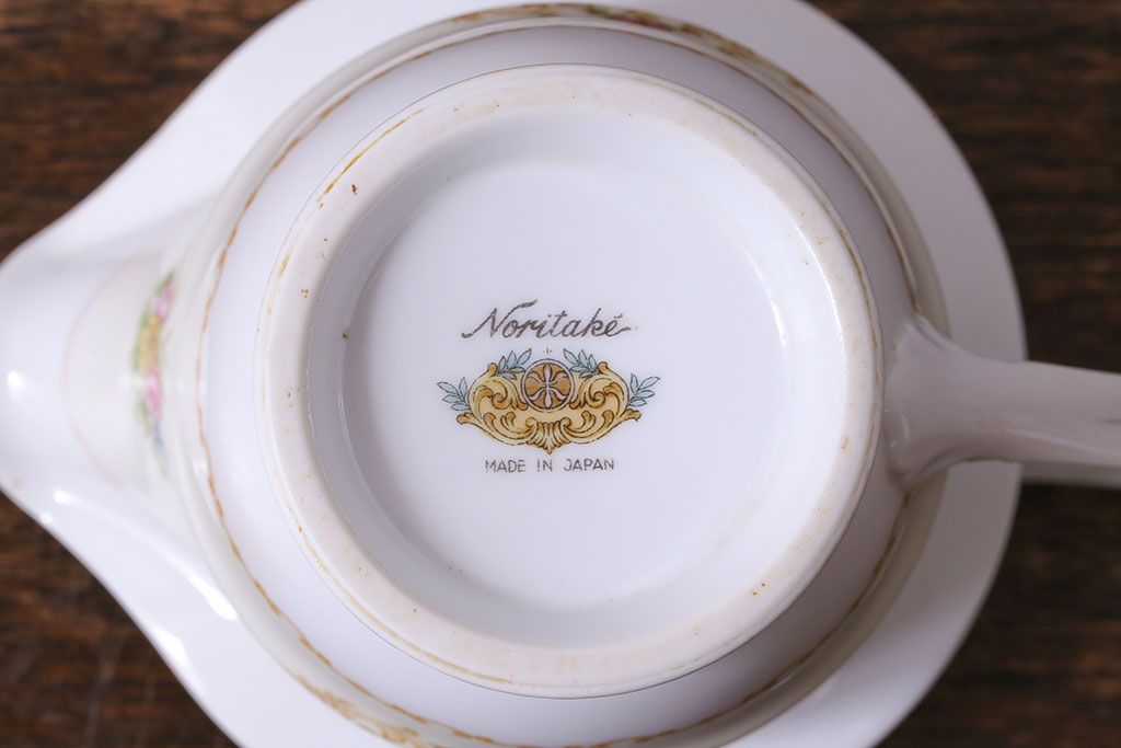 アンティーク雑貨　中古　ノリタケ(Noritake)　上品な花柄のミルクピッチャー(クリーマー、ミルクポット)