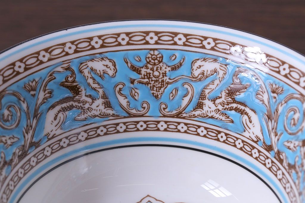 アンティーク雑貨　【T様ご成約】中古　イギリスWedgwood(ウェッジウッド)　FLORENTINE(フロレンティーン)　ターコイズ　カップ&ソーサー2客セット