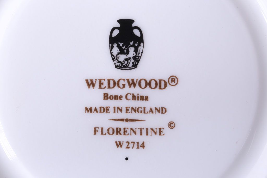 アンティーク雑貨　【T様ご成約】中古　イギリスWedgwood(ウェッジウッド)　FLORENTINE(フロレンティーン)　ターコイズ　カップ&ソーサー2客セット