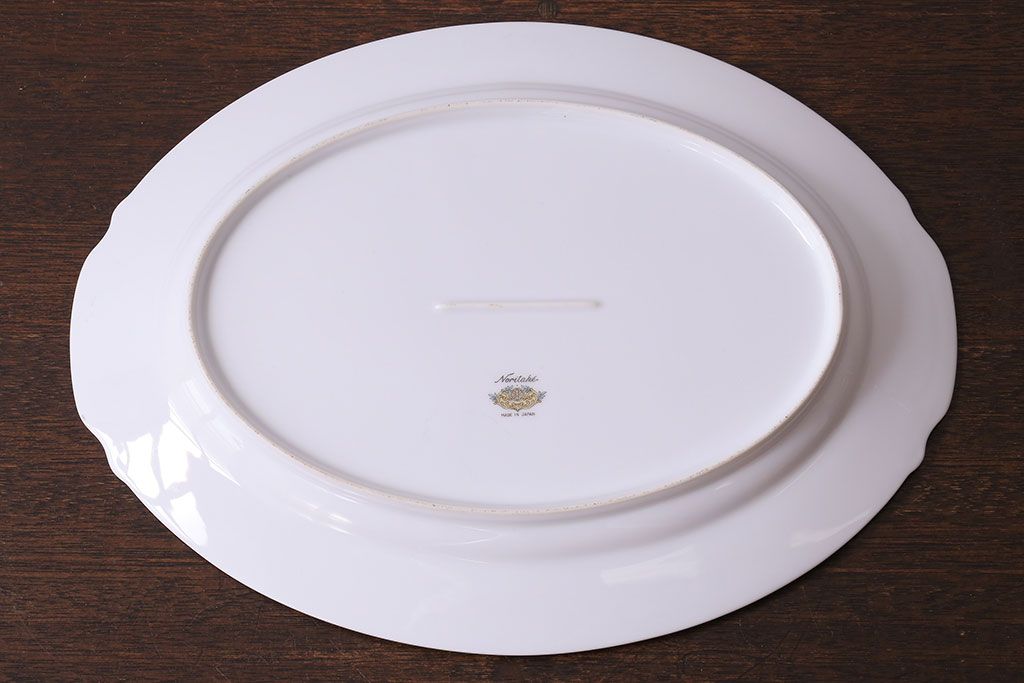 アンティーク雑貨　中古　ノリタケ(Noritake)　上品な花柄のオーバルプレート(大皿、洋食器)