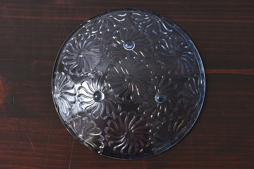 アンティーク雑貨　昭和レトロ　マーガレットのような模様が愛らしいプレスガラス皿(和食器)6枚セット