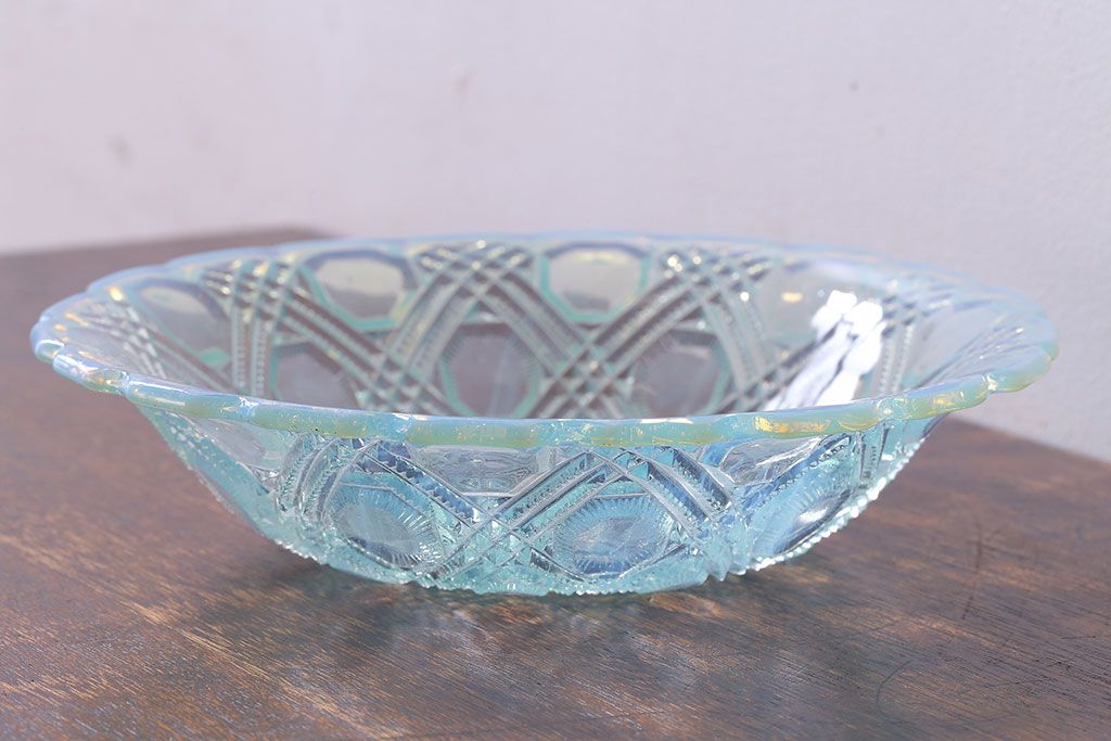 アンティーク雑貨 和製アンティーク 乳白色ウランガラス製深皿(プレスガラス、和ガラス、鉢) | ラフジュ工房