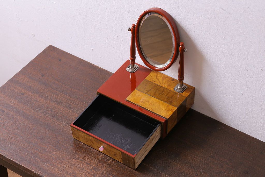 アンティーク雑貨　和製アンティーク　異素材の組み合わせがユニークな姫鏡台(小型ドレッサー、化粧台)