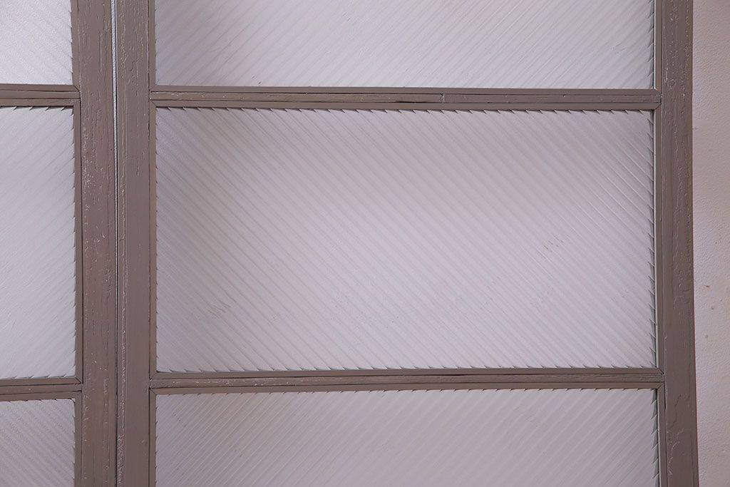 ペイント家具　シャビーシックな風合いのフィックス窓(明かり取り、はめ殺し窓)2枚セット