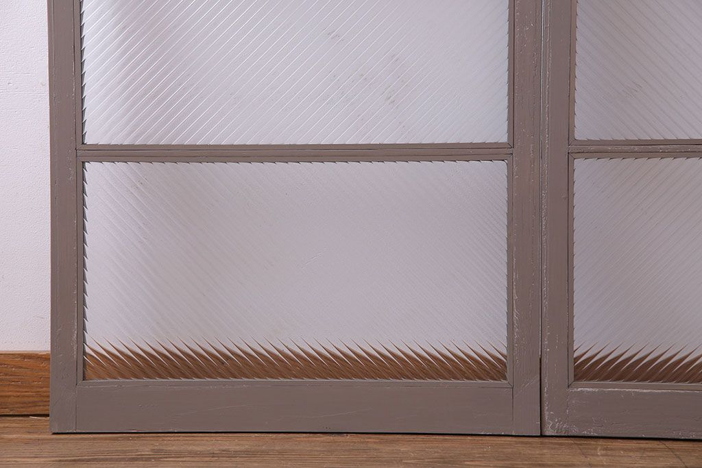 ペイント家具 シャビーシックな風合いのフィックス窓2枚セット