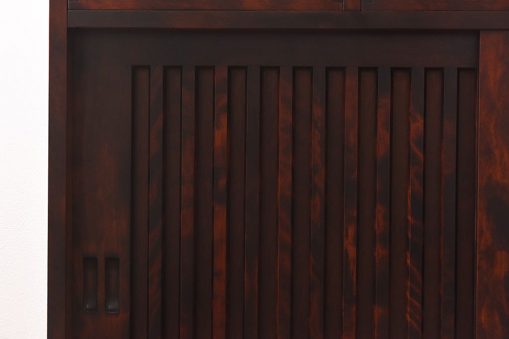 中古　旭川家具　北樹シリーズ　90K　天板付　緻密な木肌が美しい水屋下台(戸棚、サイドボード)(定価約20万円)