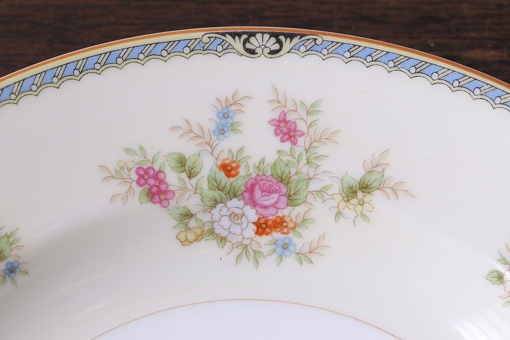 アンティーク雑貨　中古　ノリタケ(Noritake、則武)　可憐な花柄が魅力のスープ皿(洋食器)2枚セット(1)