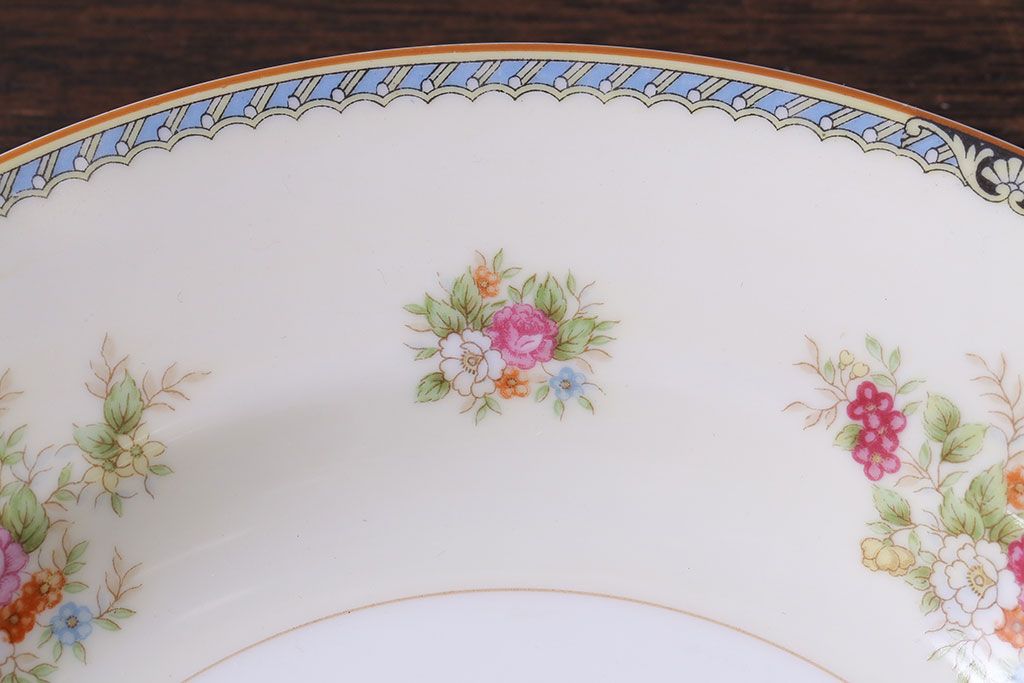 アンティーク雑貨　中古　ノリタケ(Noritake、則武)　可憐な花柄が魅力のスープ皿(洋食器)2枚セット(1)