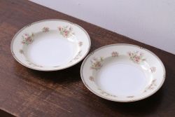 アンティーク雑貨　中古　ノリタケ(Noritake、則武)　可憐な花柄が魅力のスープ皿(洋食器)2枚セット(2)