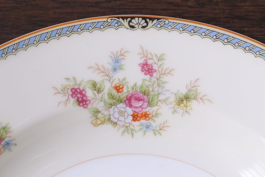 アンティーク雑貨　中古　ノリタケ(Noritake、則武)　可憐な花柄が魅力のスープ皿(洋食器)2枚セット(2)