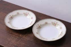 アンティーク雑貨　中古　ノリタケ(Noritake、則武)　可憐な花柄が魅力のスープ皿(洋食器)2枚セット(3)