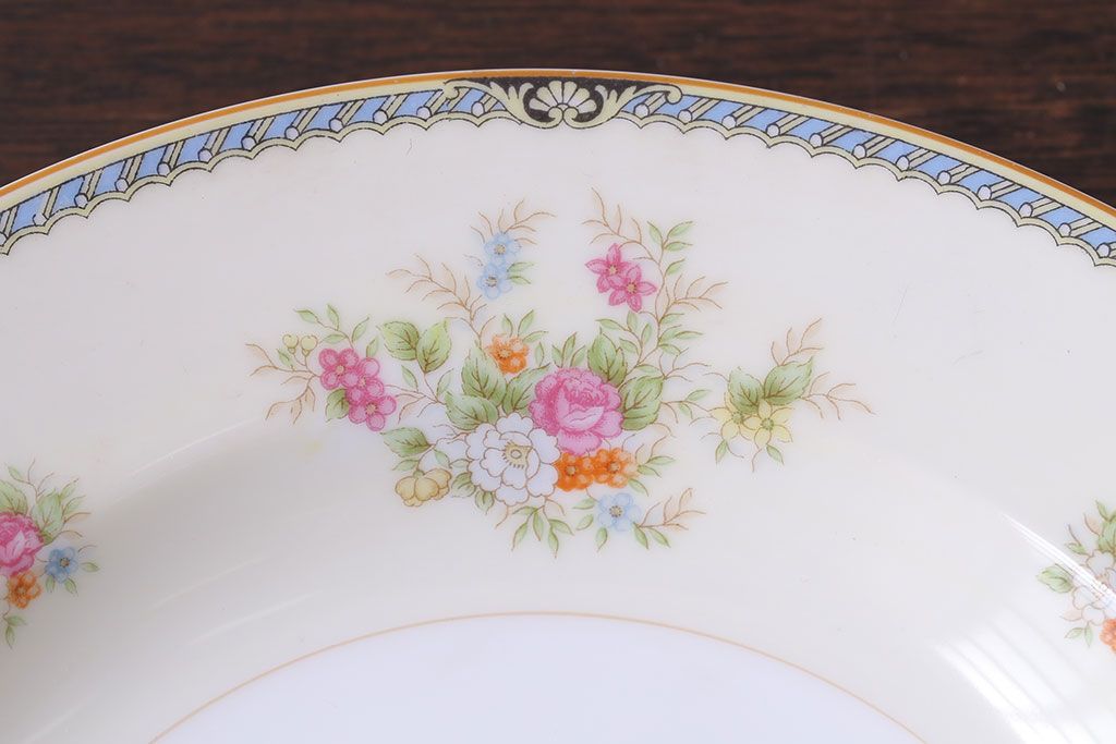 中古　ノリタケ(Noritake、則武)　可憐な花柄が魅力のスープ皿(洋食器)2枚セット