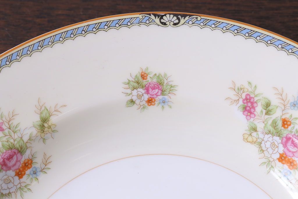 中古　ノリタケ(Noritake、則武)　可憐な花柄が魅力のスープ皿(洋食器)2枚セット