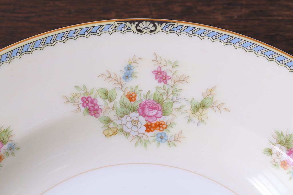 中古　ノリタケ(Noritake、則武)　柔らかな色味と花柄が愛らしいスープ皿(洋食器)2枚セット