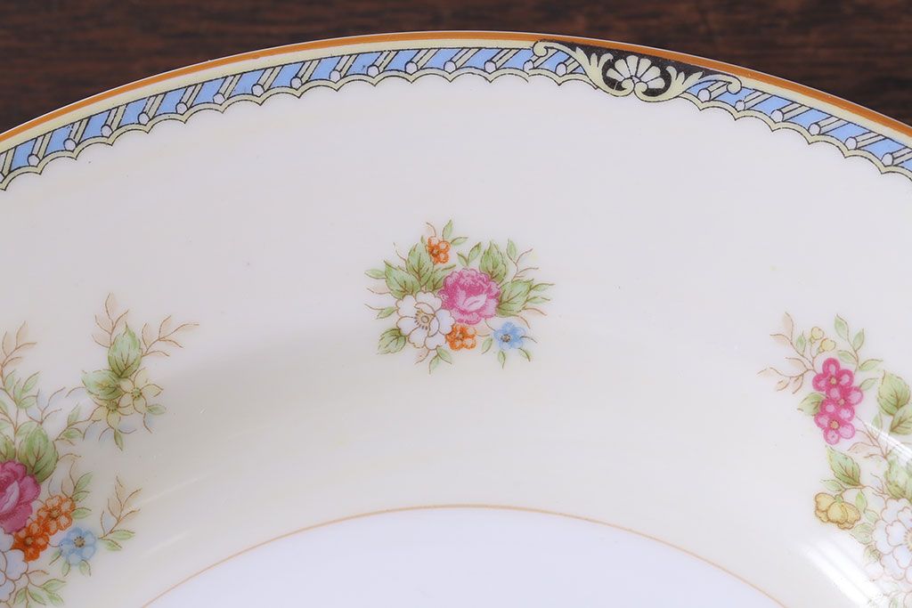 中古　ノリタケ(Noritake、則武)　柔らかな色味と花柄が愛らしいスープ皿(洋食器)2枚セット