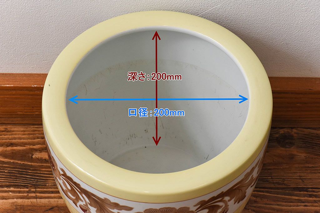 アンティーク雑貨　中古　オールドノリタケ(則武・日陶)　菊牡丹文がレトロな火鉢(鉢カバー、手あぶり)