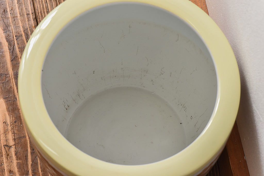 アンティーク雑貨　中古　オールドノリタケ(則武・日陶)　菊牡丹文がレトロな火鉢(鉢カバー、手あぶり)
