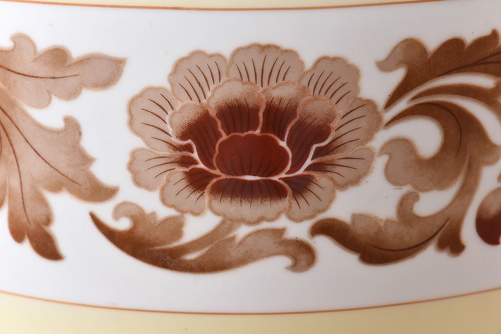 アンティーク雑貨　中古　オールドノリタケ(則武・日陶)　菊牡丹文がレトロな火鉢(鉢カバー、手あぶり)