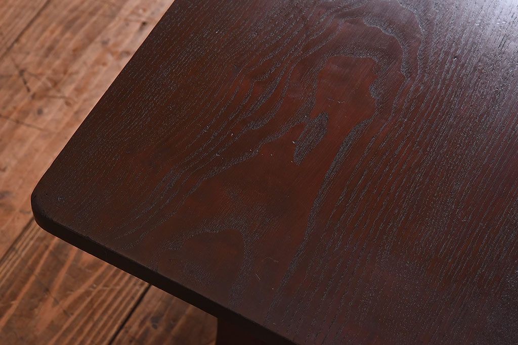 アンティーク家具　和製アンティーク　栗材　味わいある古い木の角ちゃぶ台(座卓)