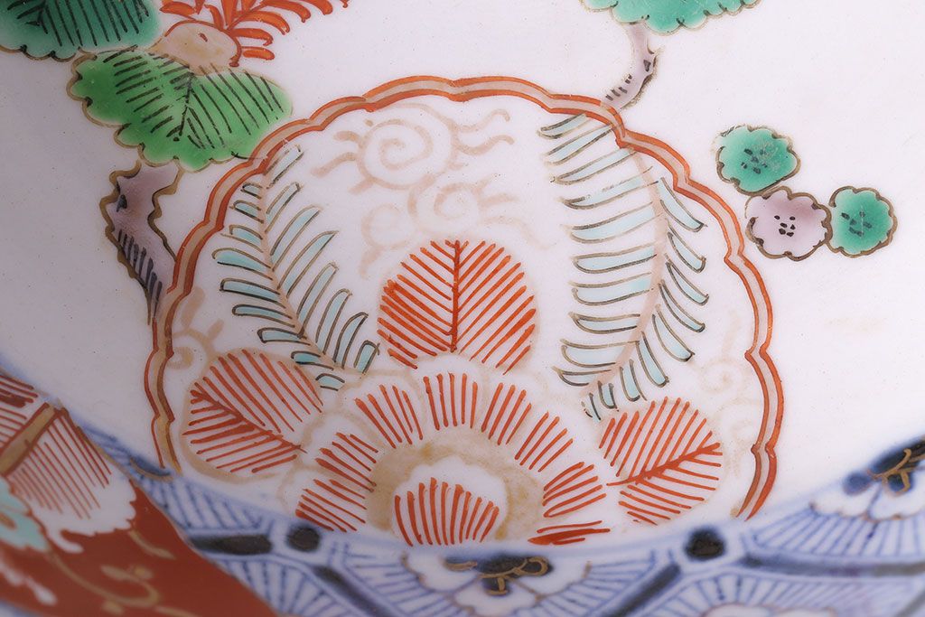 明治期　伊万里焼　鳥図　色絵深鉢(深皿)