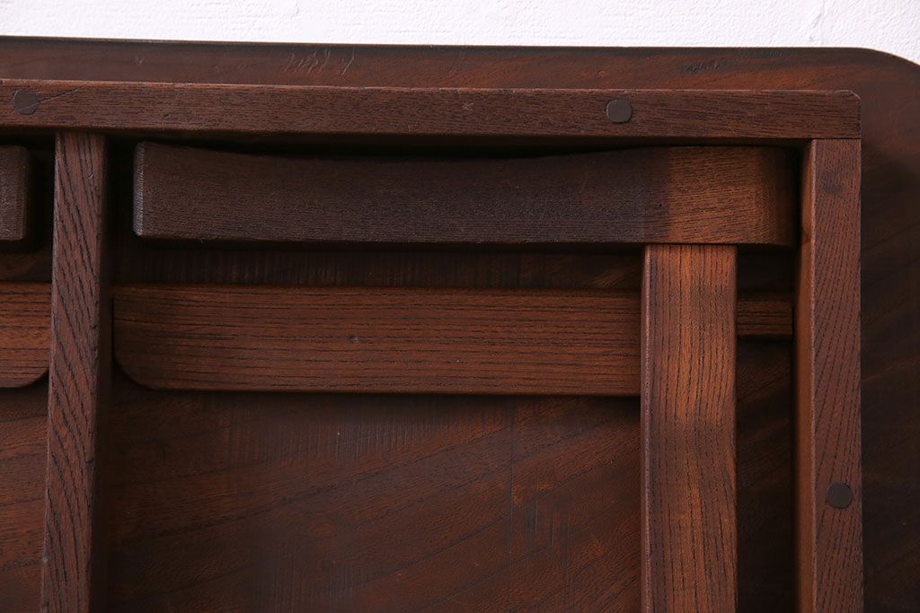 アンティーク家具　和製アンティーク　総ケヤキ材使用　折りたたみができる便利なちゃぶ台(座卓、ローテーブル)