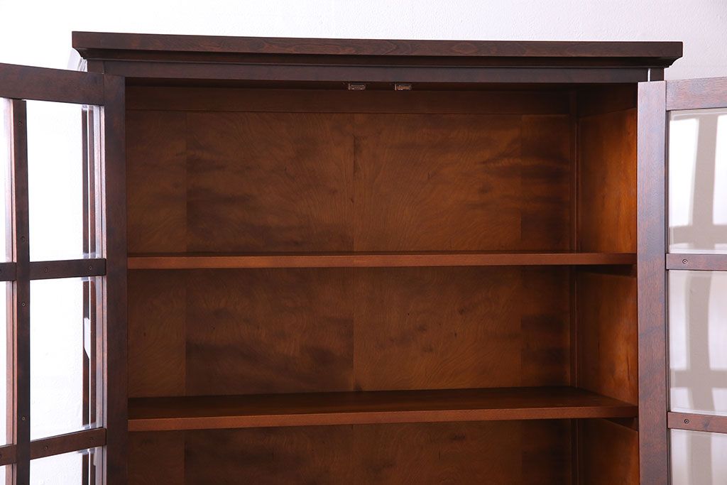 中古美品　北海道民芸家具　HM160K　上品なキャビネット(食器棚、本箱、書棚、収納棚)(定価約45万)(2)
