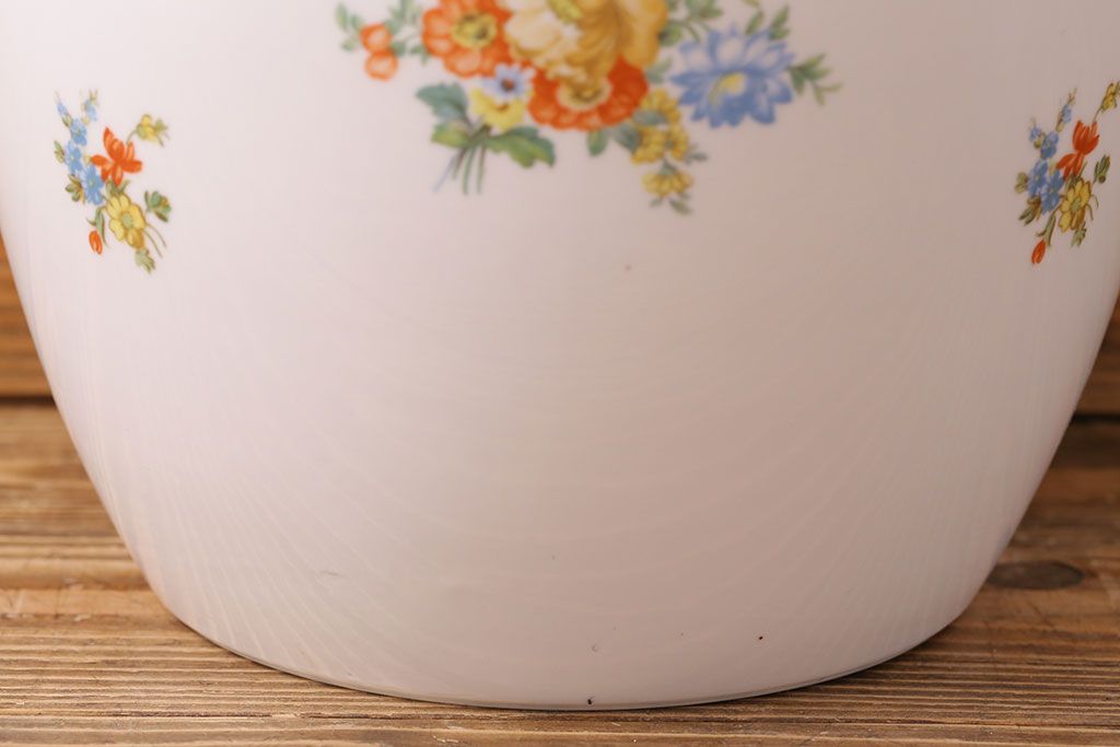 アンティーク雑貨　オールドノリタケ(日陶)　色絵　草花　上品な雰囲気漂う壱型火鉢(鉢カバー、傘立て)(3)
