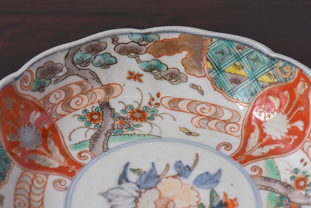 アンティーク雑貨　江戸期　古伊万里　牡丹と松のなます皿2枚セット(1)
