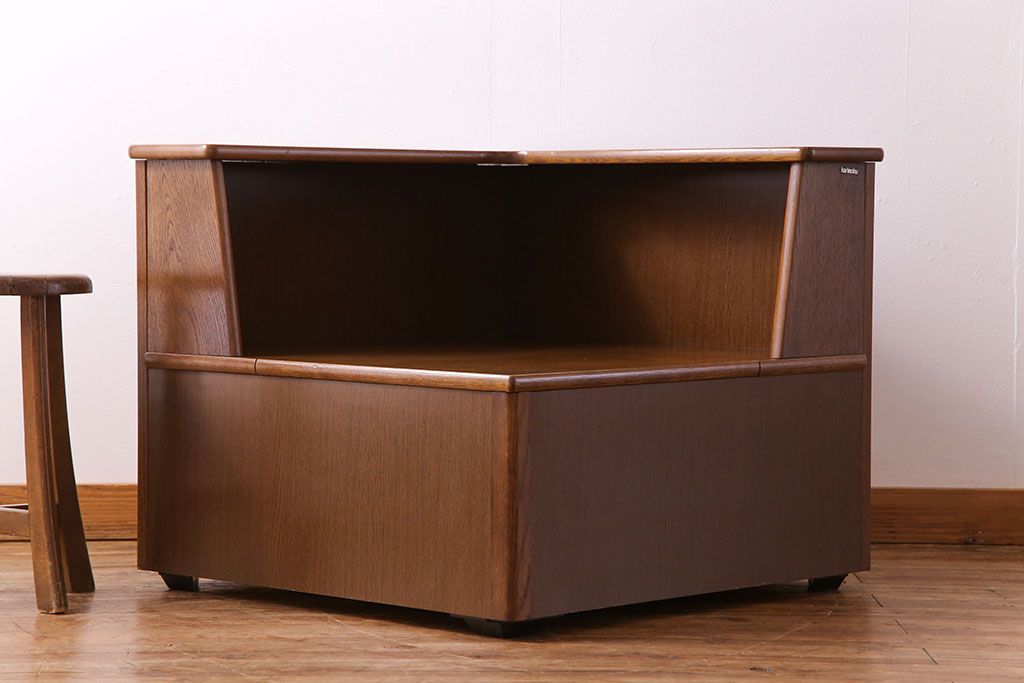 中古 カリモク シンプルなデザインの収納付きコーナーテーブル(サイドテーブル) | ラフジュ工房