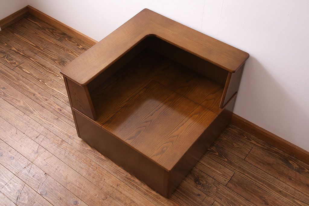 中古 カリモク シンプルなデザインの収納付きコーナーテーブル(サイド ...