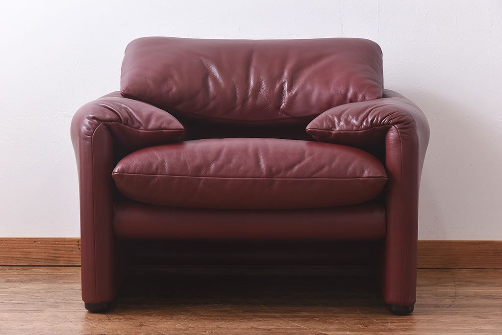 中古　Cassina(カッシーナ)　MARALUNGA(マラルンガ)　本革　FY革　1Pソファ(定価約100万円)