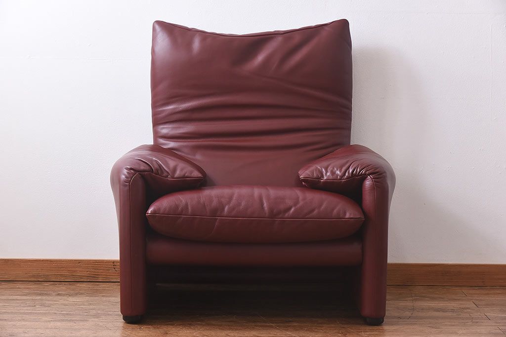 中古　Cassina(カッシーナ)　MARALUNGA(マラルンガ)　本革　FY革　1Pソファ(定価約100万円)