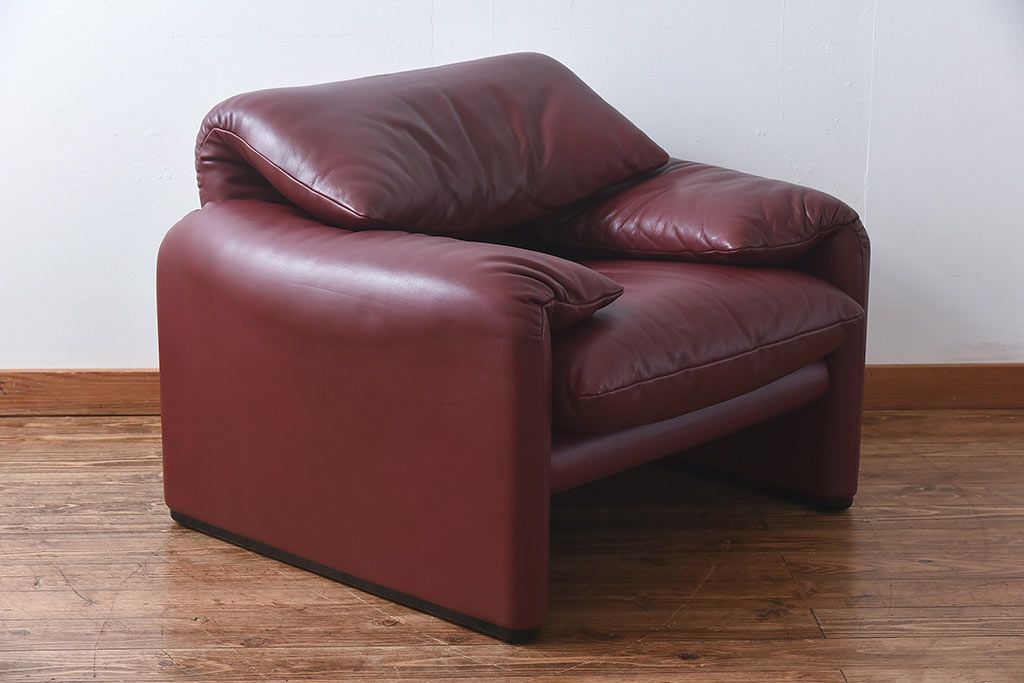 中古　Cassina(カッシーナ)　MARALUNGA(マラルンガ)　本革　FY革　1Pソファ(定価約100万円)