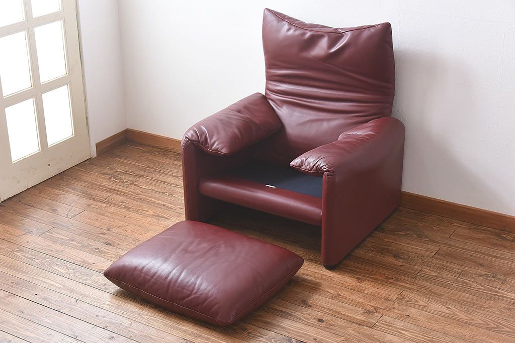 中古　Cassina(カッシーナ)　MARALUNGA(マラルンガ)　本革　FY革　1Pソファ(定価約100万円)