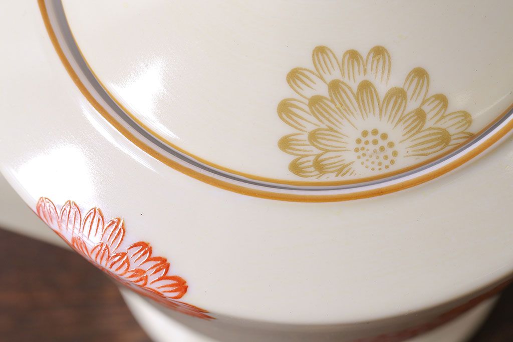 アンティーク雑貨　オールドノリタケ(Noritake、則武、日陶)　花柄と角ばった取っ手が可愛らしいレトロなポット