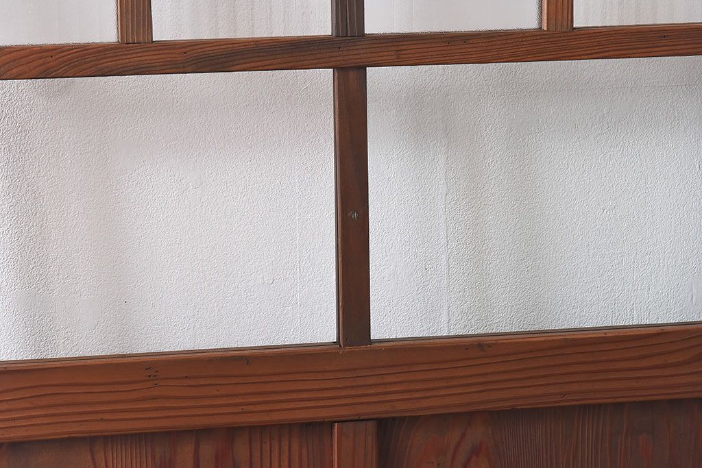 昭和レトロ　異なるガラスの表情を楽しめるシンプルなガラス戸(建具・引き戸・ガラス引き戸)2枚セット