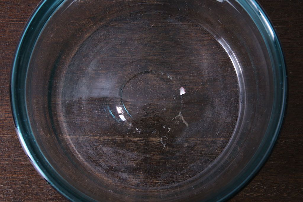 アンティーク雑貨　大正昭和初期　青縁　吹きガラス金魚鉢