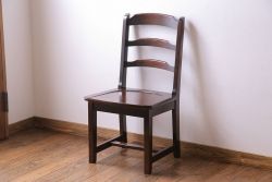 中古　北海道民芸家具　HM620　上質な作りとシンプルなデザインが魅力のラダーバックチェア(椅子、板座チェア、ダイニングチェア)(2)