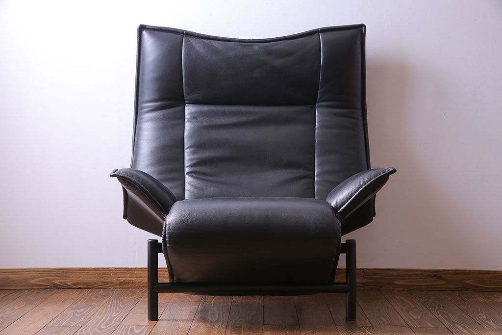 中古　Cassina(カッシーナ)　VERANDA(ヴェランダ) 黒革　1Pソファ(定価約80万円)