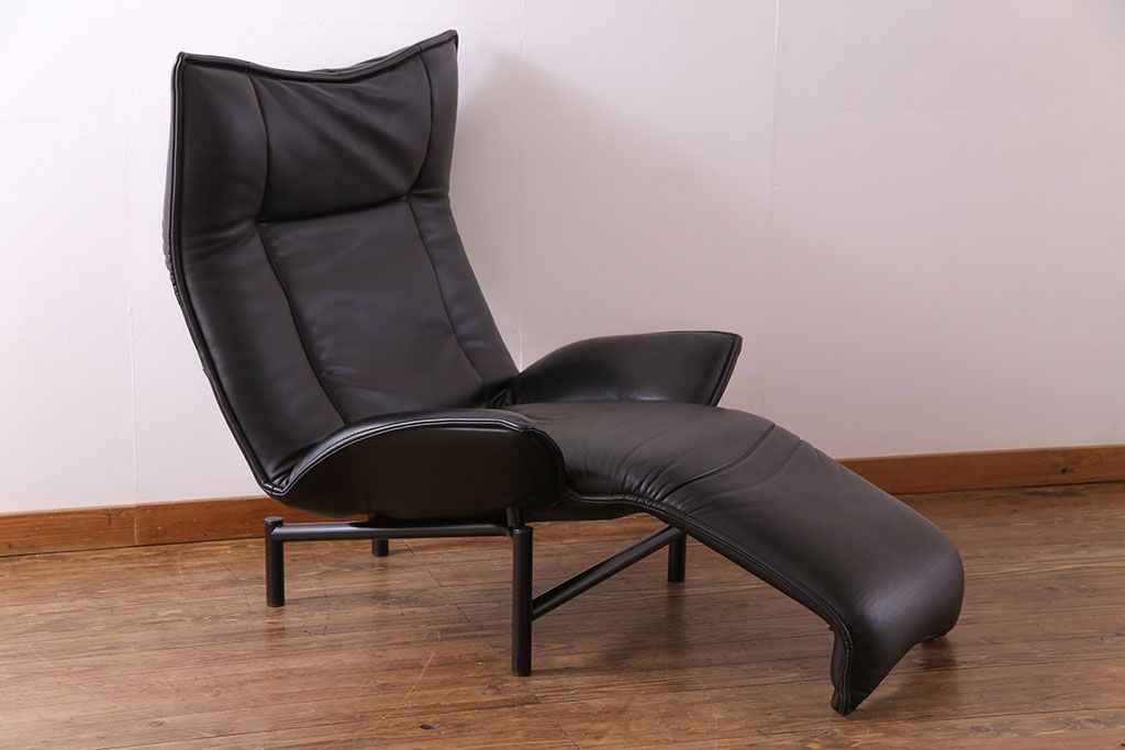 中古　Cassina(カッシーナ)　VERANDA(ヴェランダ) 黒革　1Pソファ(定価約80万円)