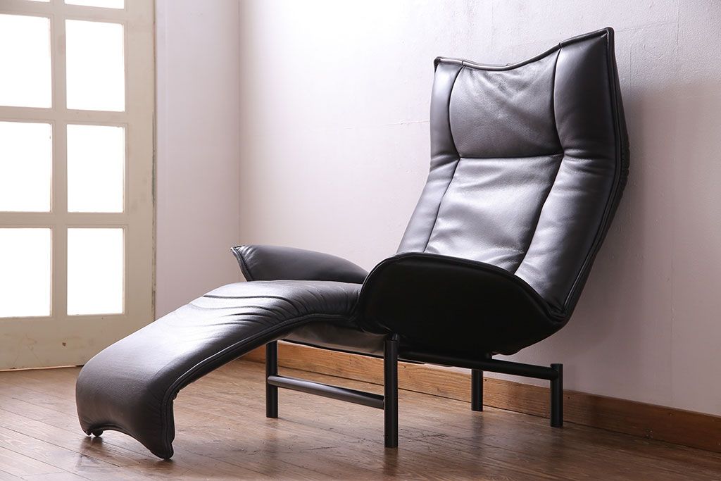 中古　Cassina(カッシーナ)　VERANDA(ヴェランダ) 黒革　1Pソファ(定価約80万円)